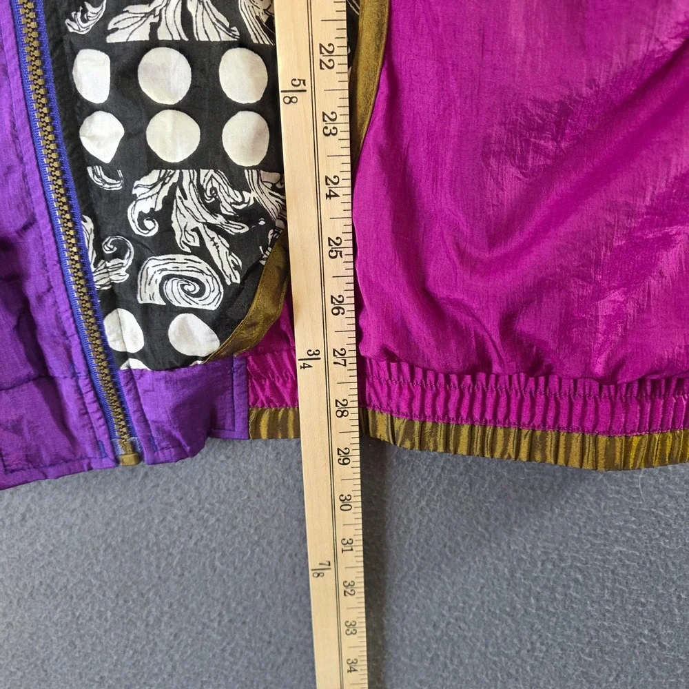 Lady Lavon 1X Vtg 90s Colorblock Windbreaker Jacket Purple Pink Blue Polka Dot